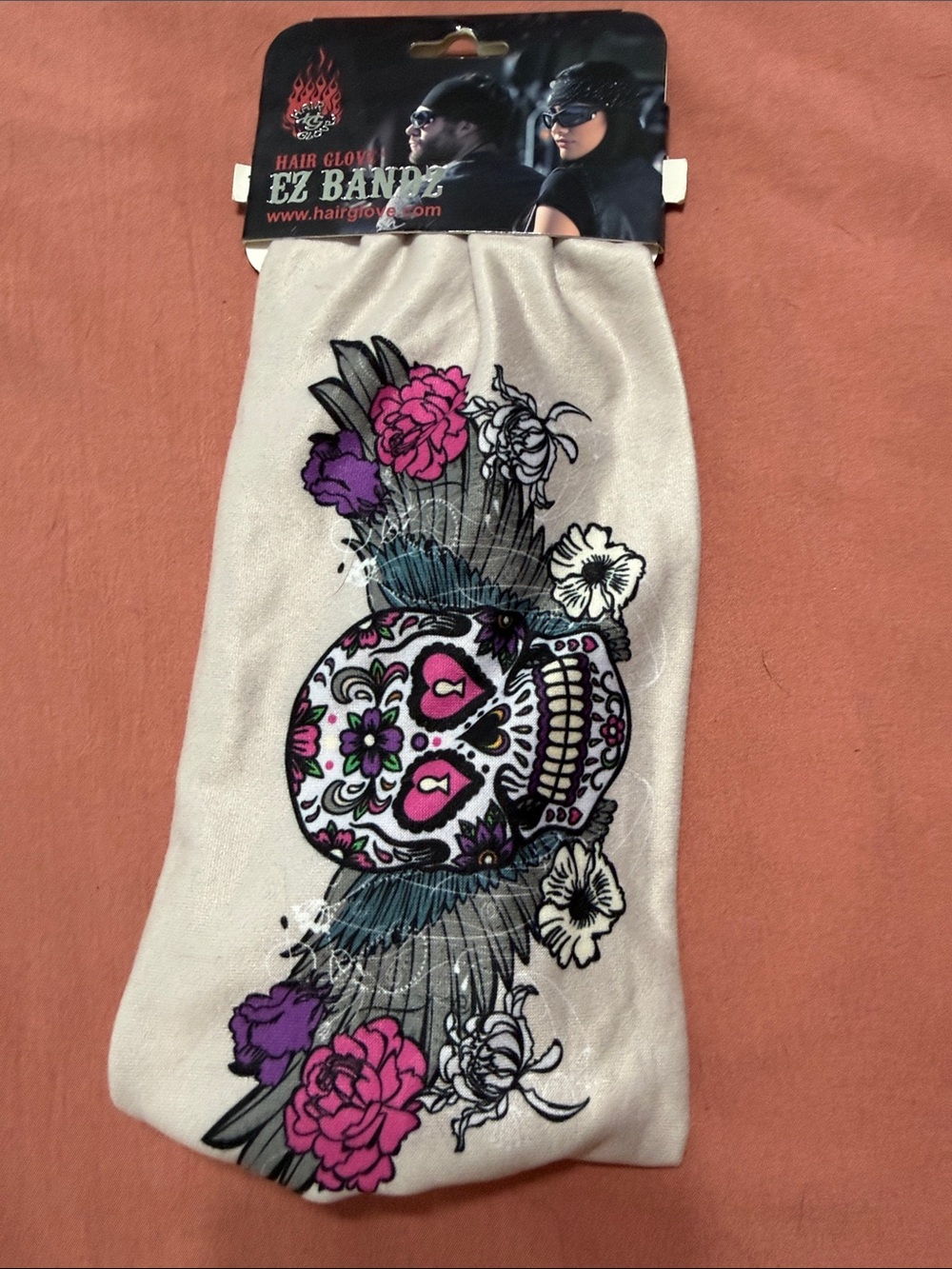 Hair Glove Skull Floral Headband- Pink & Purple Accents